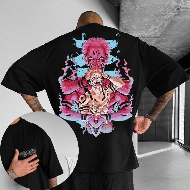 

Битва Заклинаний Jujutsu Kaisen Прямая Печать Свободный Большой Размер Тяжелый Хлопок Футболка с Короткой Рукавой Мужской Топ 4XL
