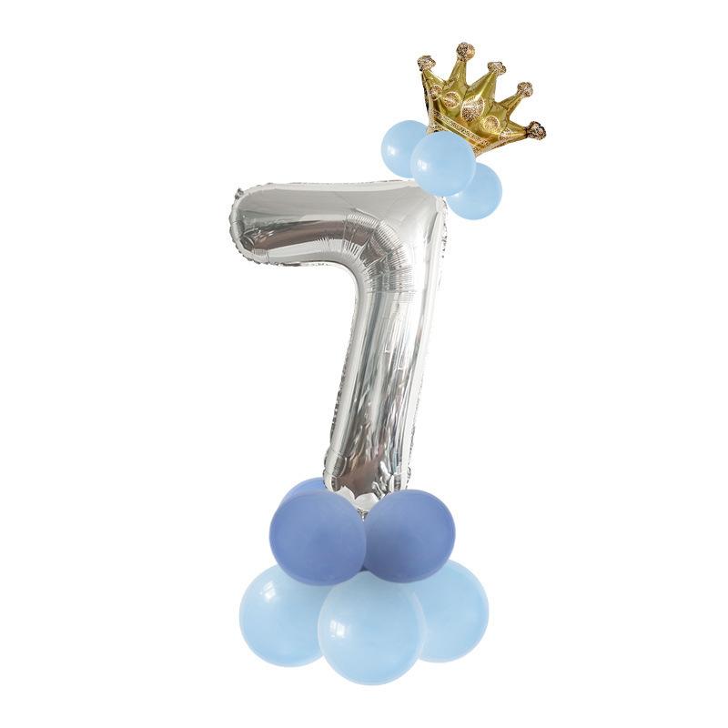 Digital Aluminum Film Balloon Set Balloon Bundle Balloon Column Baby Birthday Party Decoration Arrangement