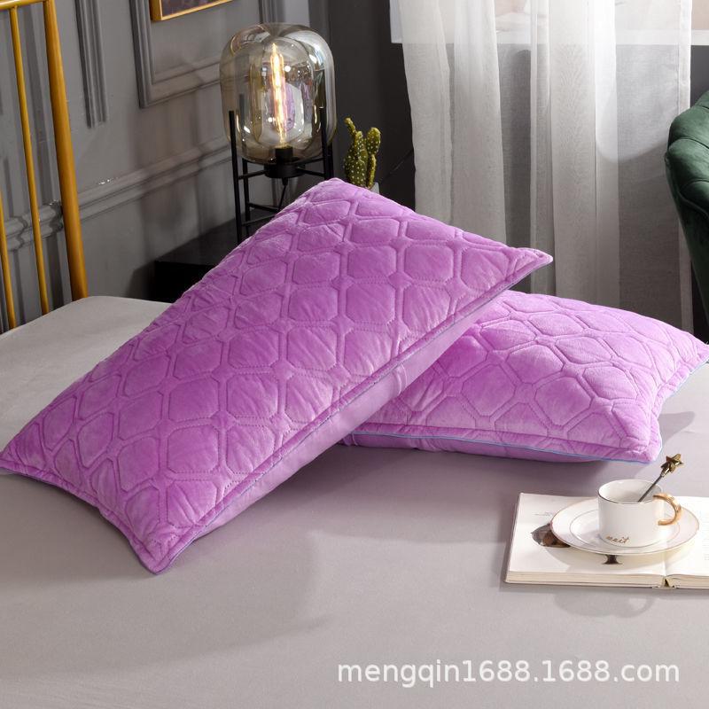 Crystal Velvet Pillowcase 48x74: Autumn/Winter Quilted Flange, Thick, Warm Milk Velvet
