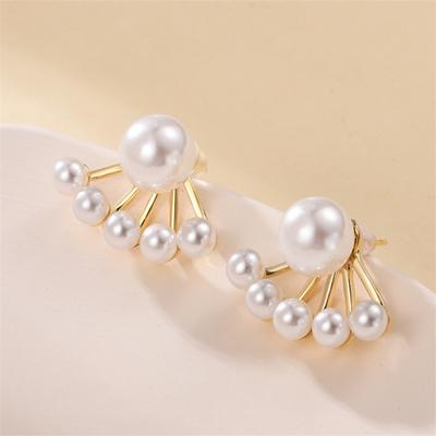 Elegant Fashion  Pearl  Fan-shapedstud Earrings  for Women Girl Gift Jewelry Wholesale
