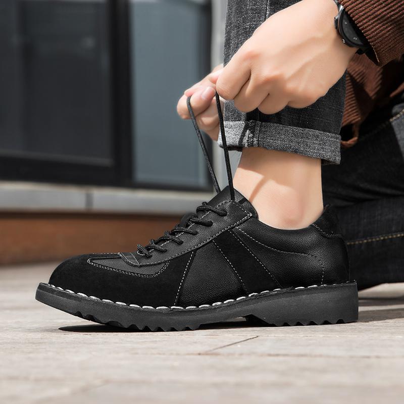 Male Casual Leather Shoes Mens Fashionable Lace Up Flats Shoes Leisure Office Shoes Business Formal Shoes