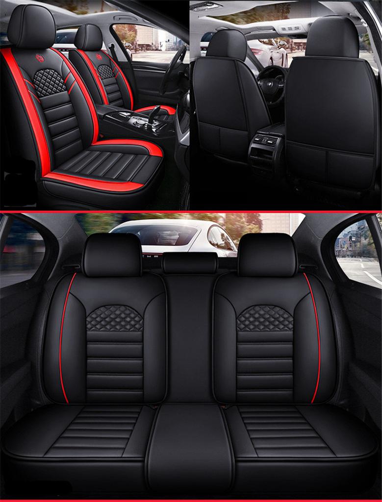 Surrounded Car Seat Covers Universal Automobiles Seat Covers Protector Luxury PU Leather Front Rear Cushion 5-Seats...