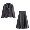 2024 Autumn/Winter Minimalist Suit Jacket & High Waist Midi Skirt Set
