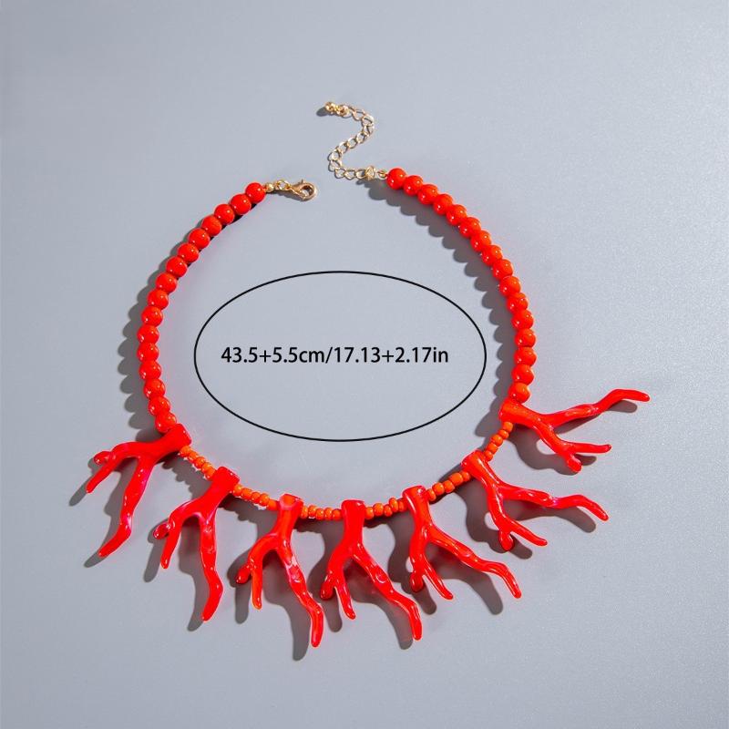Neue Einfache Rote Perlenkette Pfirsichherz Anhänger Halskette Mehrschichtiger Perlenchoker Für Frauen Party Schmuck Zubehör