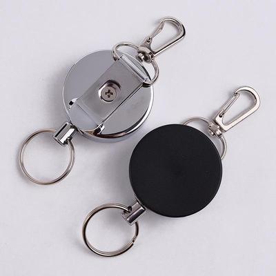 4cm Semi-Metallic Steel Wire Anti-Theft Retractable Keychain with Nylon Pull-Out Buckle