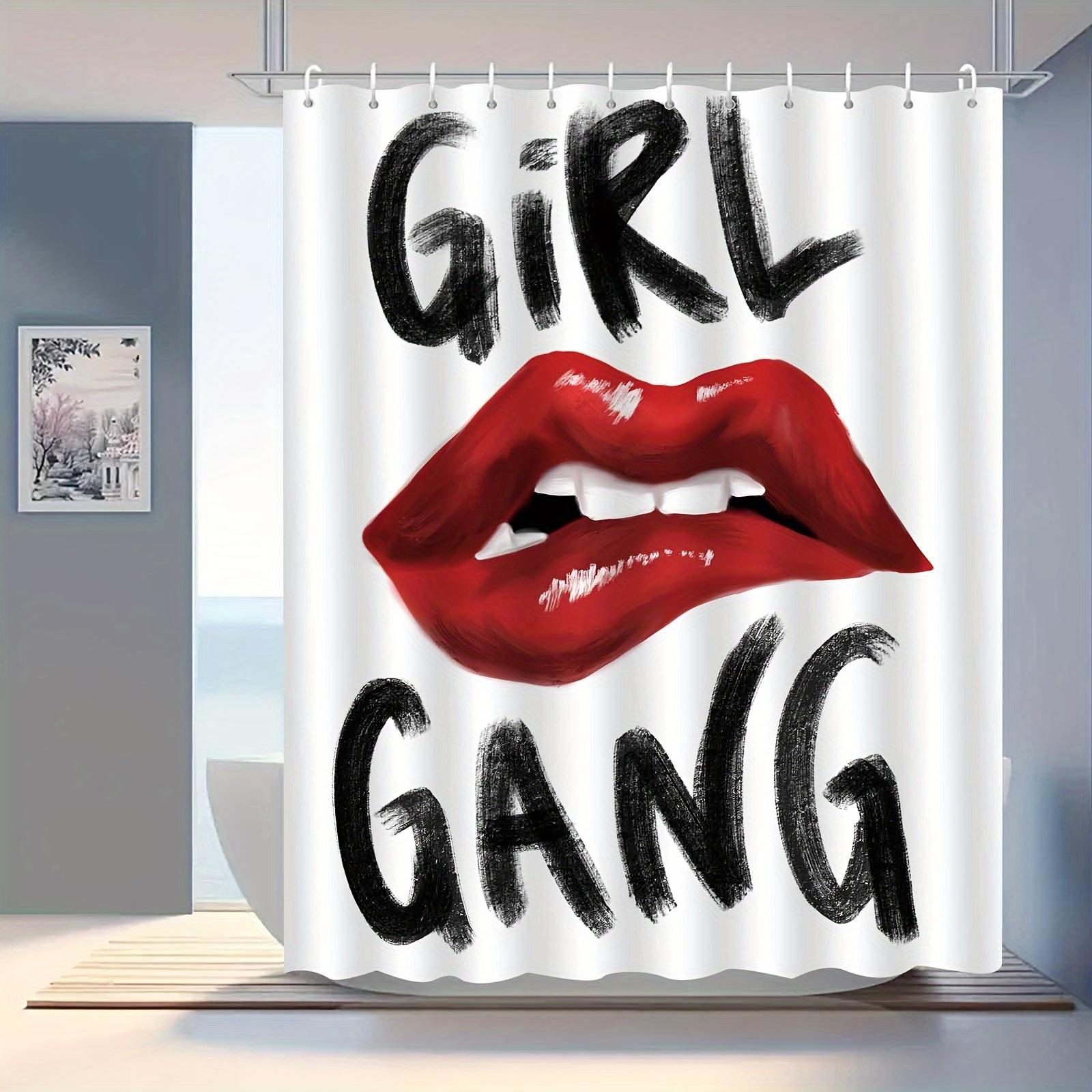 

Водостойкая шторка для душа с смелым принтом Girl Gang для ванной комнаты, Стильная красная губная помада, Высококачественная шторка-перегородка для туалета W60H190(CM)-1 Pcs