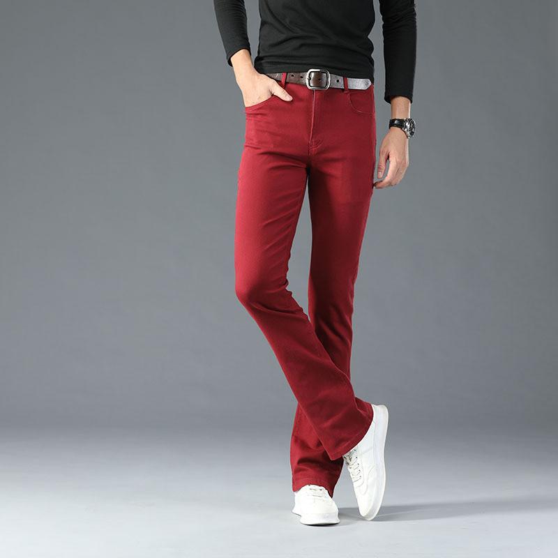 Men's Flared Denim Casual Jeans Men's Stretch Denim Straight Pants