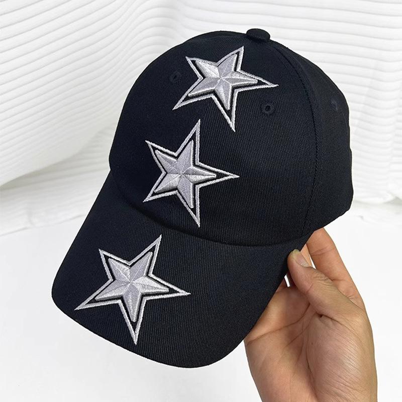 American Niche Retro Embroidered Five Pointed Star Baseball Cap Wide Brim Men and Women Showing Their Faces Small Hip Hop Personality Baseball Cap