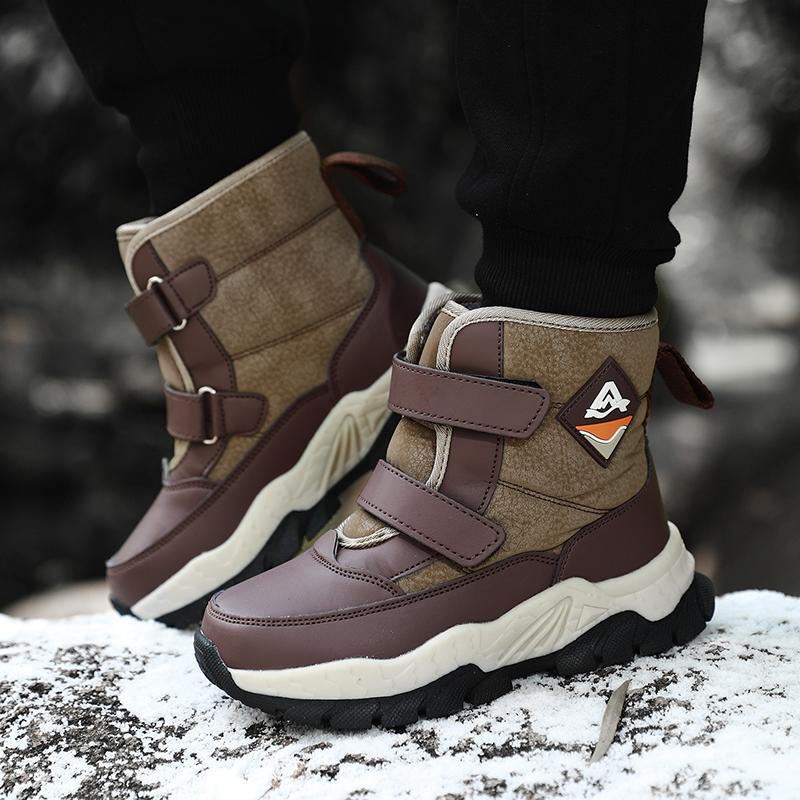 Children Warm Snow Boots Kids Winter Cotton Shoes Non-slip Snow Outdoor Warm Plush Boots High Top Warm Furry Footwear Waterproof Warm Sneakers