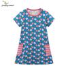 Summer Children's Cute Pure Cotton Knit Dress - Round Neck, European/American Style