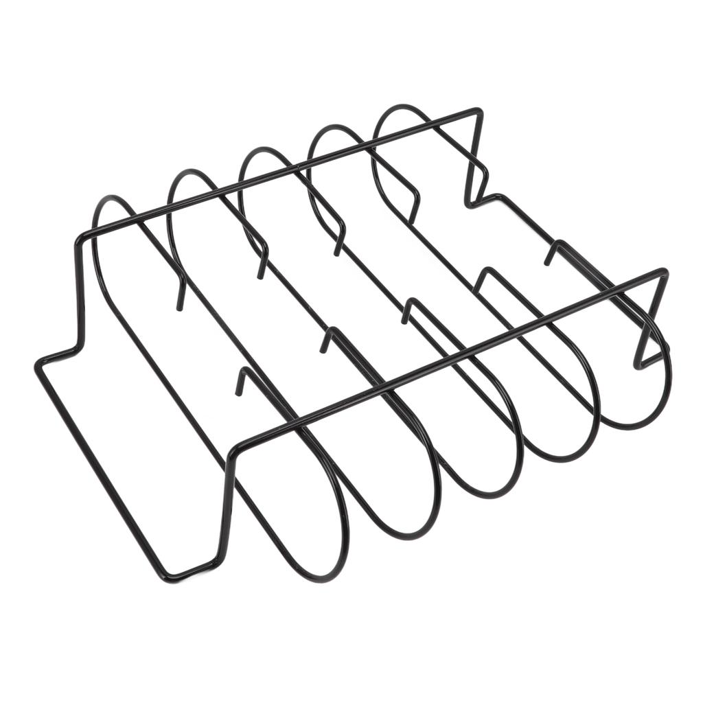 Rib Rack Iron Roasting Stand for Smoking and Grilling Holds Up To 4 Ribs for Outdoor BBQ