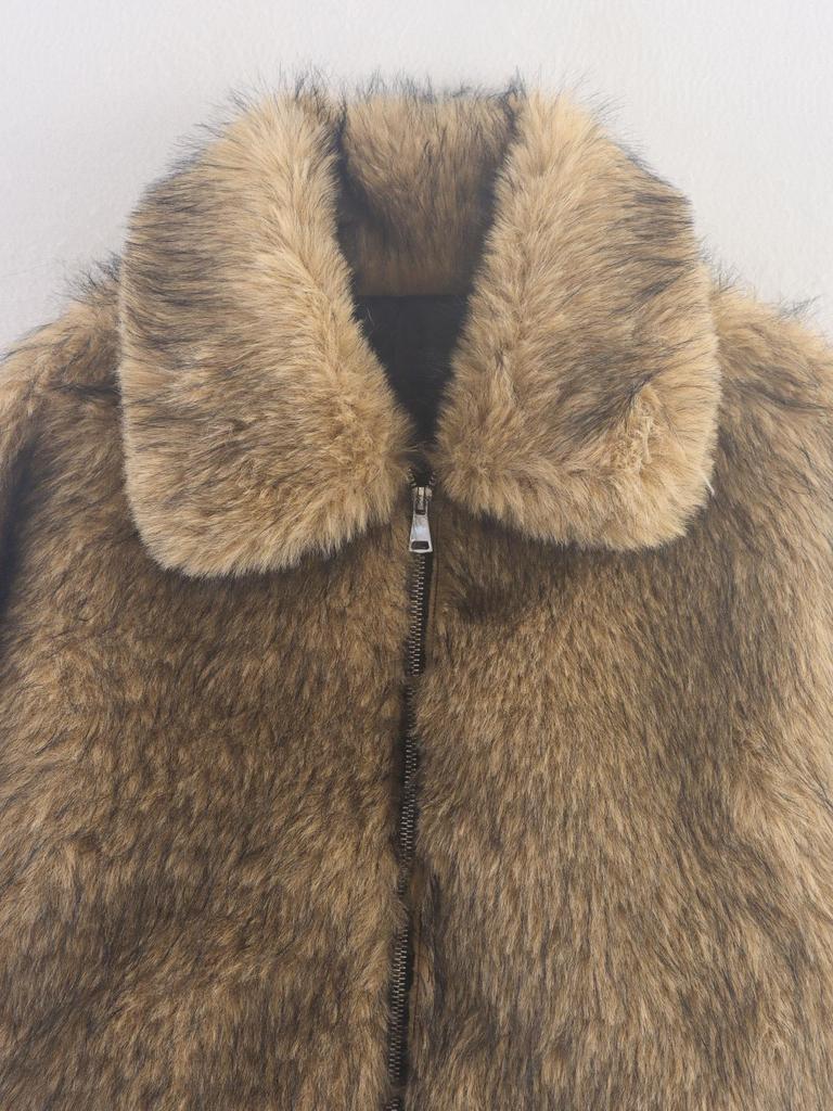 Stylish Women's Casual One-Piece Leather & Fur Jacket