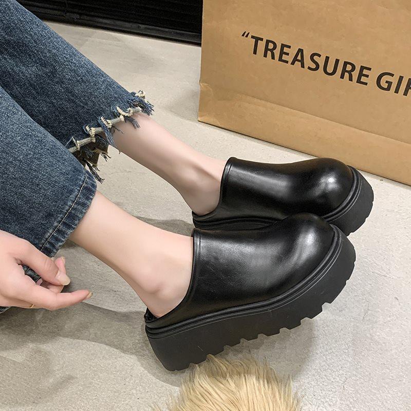 

New Summer Women s Closed Toe Slippers Fashion Platform Sandals Home Mute Anti-slip Slides Outdoor Beach Street Sandal for Women 35 чёрный