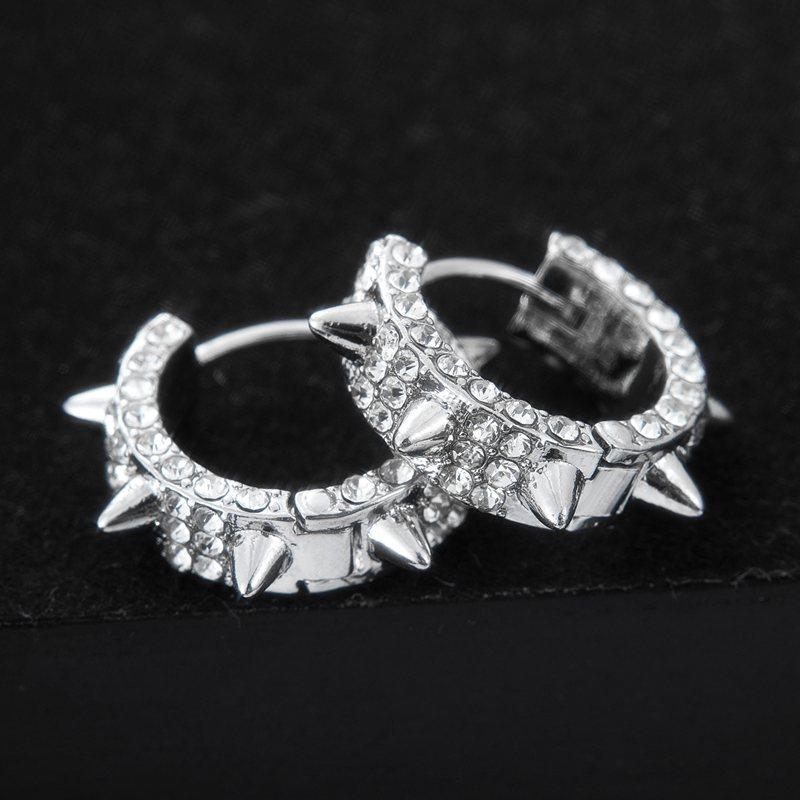 Xiaomi Personality Punk Men Women Hoop Earring Fashion Iced Out Zircon Rivet Hoop Earrings Unisex Hip Hop Earrings Rock Hip Hop Jewelry