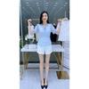 Camicia Chiffon Jacquard Floreale Donna Estate Manica Corta Vestibilità Ampia Top Casual Taglia Piccola Blusa alla Moda