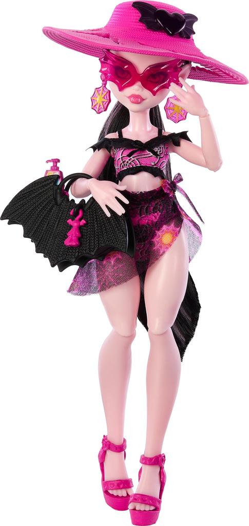 Monster High Scare-adise Island Draculaura Doll with Swimsuit, Sarong and Beach Accessories Like Hat, Sunscreen, and Tote Topaka GJ