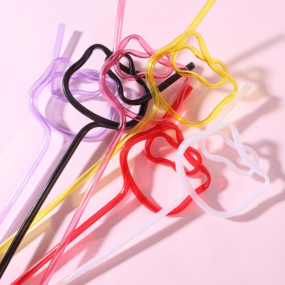 2PCS Cartoon Cat Head Straw