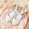 Girls’ White Mary Jane Leather Dress Shoes - Ideal for School, Weddings, and Performances