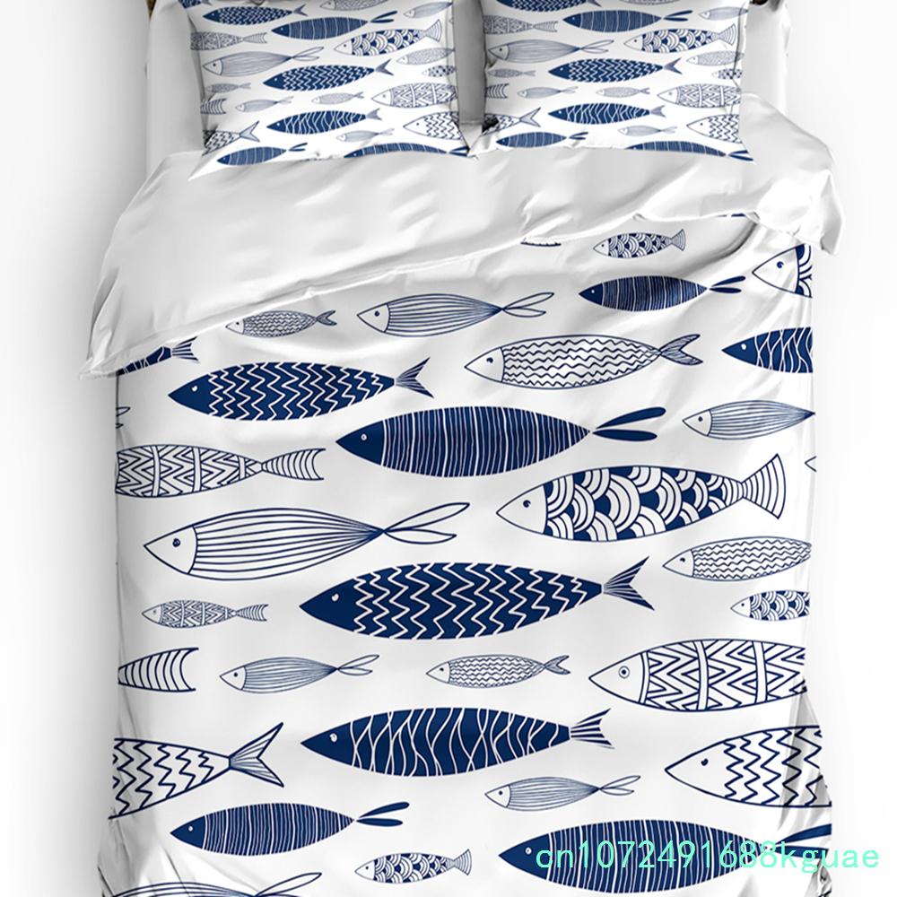Tier Grün Fisch Bettbezug Bett Bettwäsche Set Für Doppel Zuhause Textil Steppdeckenbezug Kissenbezüge Schlafzimmer Bettwäsche Set (Kein Blatt)