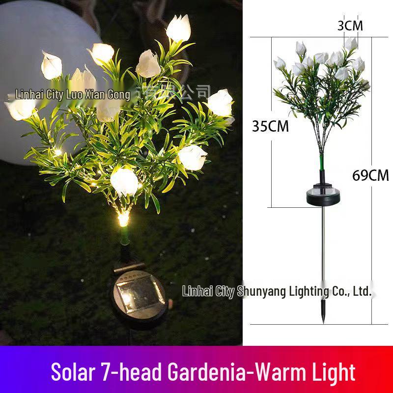 Solar LED Gardenia Flower Stake Light for Outdoor Waterproof Community and Lawn Lighting