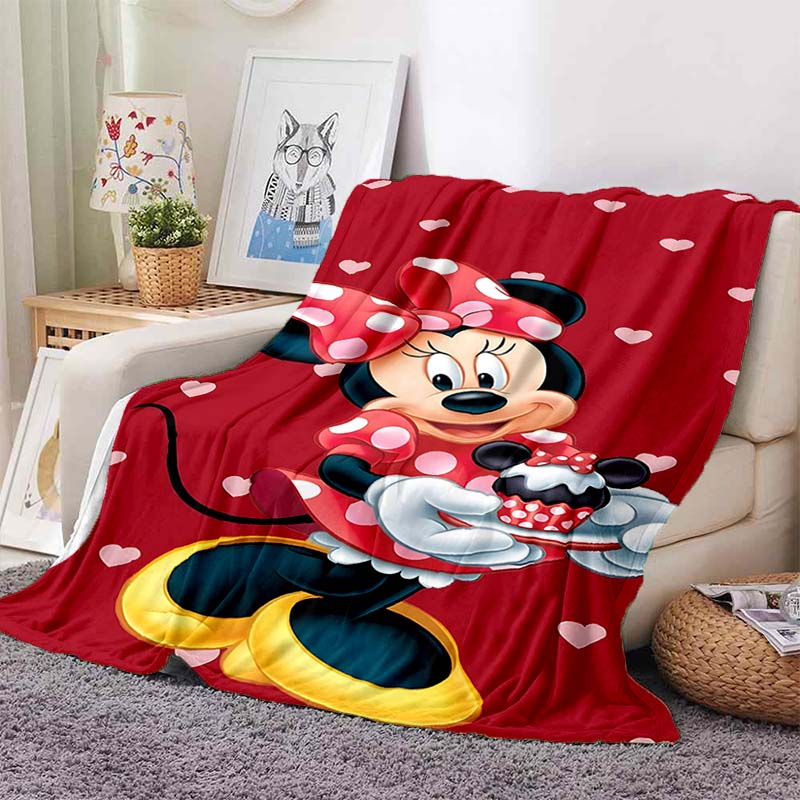 Multi-Sizes Minnie Mouse Cartoon Print Blanket Warm Soft Flannel Material Suitable for All Seasons Adult Children Luxury Gifts
