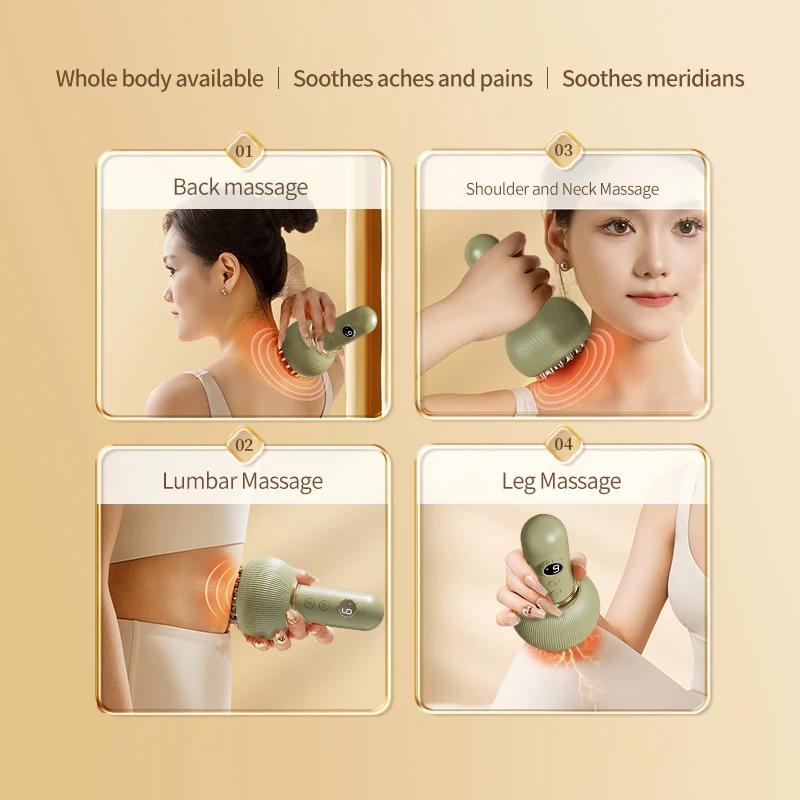 Cordless Electric Cupping Massager Hot Compress Scraping Device Negative Pressure Detox Body Acupoints heating meridian dredging