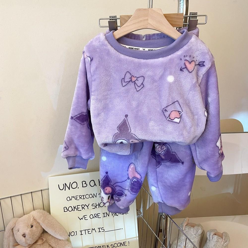 Thick Warm Flannel Pajama Set for Toddlers - Boys & Girls, Autumn/Winter Collection