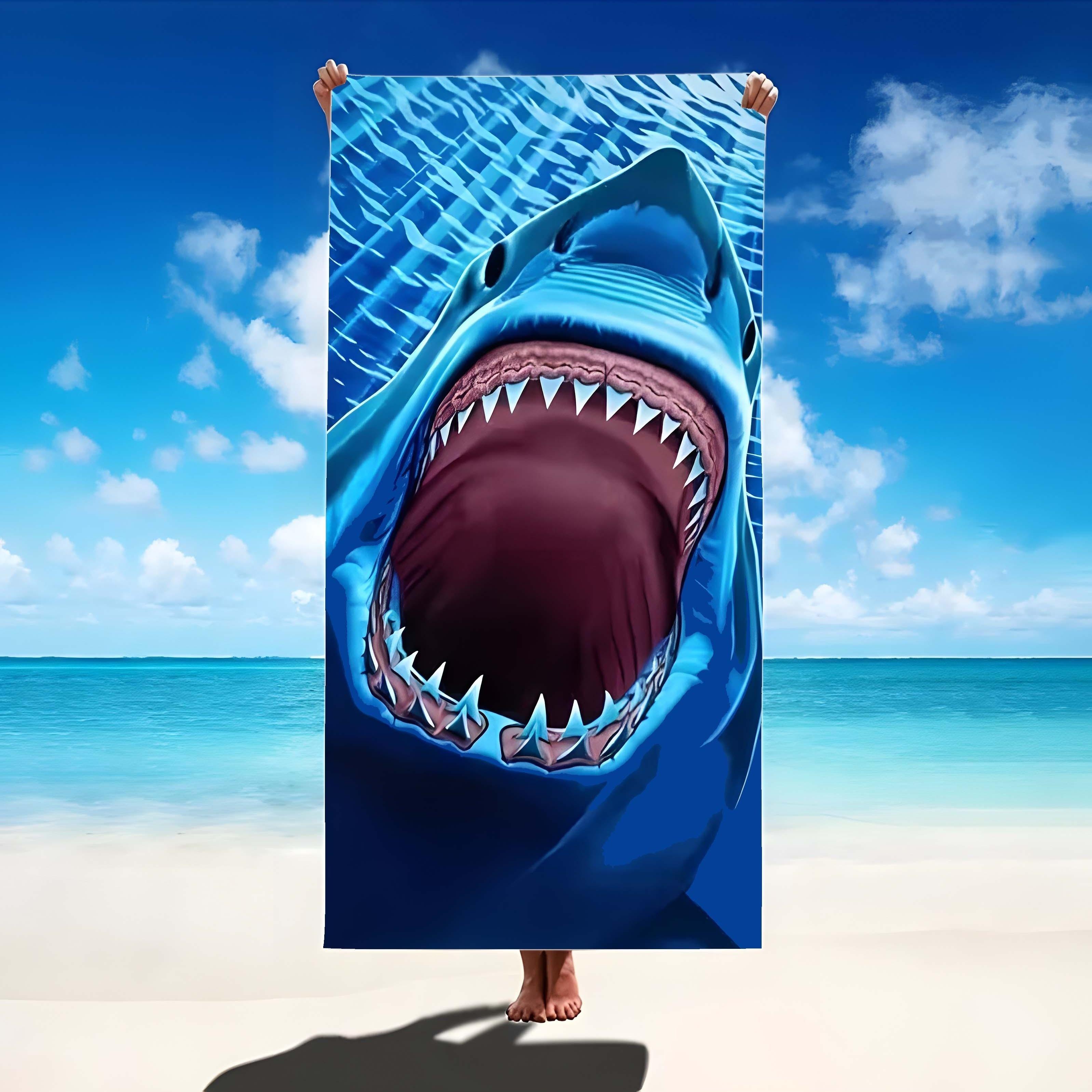 Ka Chen Muda White Shark-Inspired Beach Towel: Dive Into Adventure On The Sand! Suitable For Towels, Bath Towels, Beach Towels