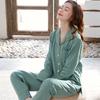 Autumn and Winter Pajamas Women's Spring and Autumn Cotton Long-sleeved Lapel Loungewear Cotton Autumn Large Size Korean Version Loose Suit