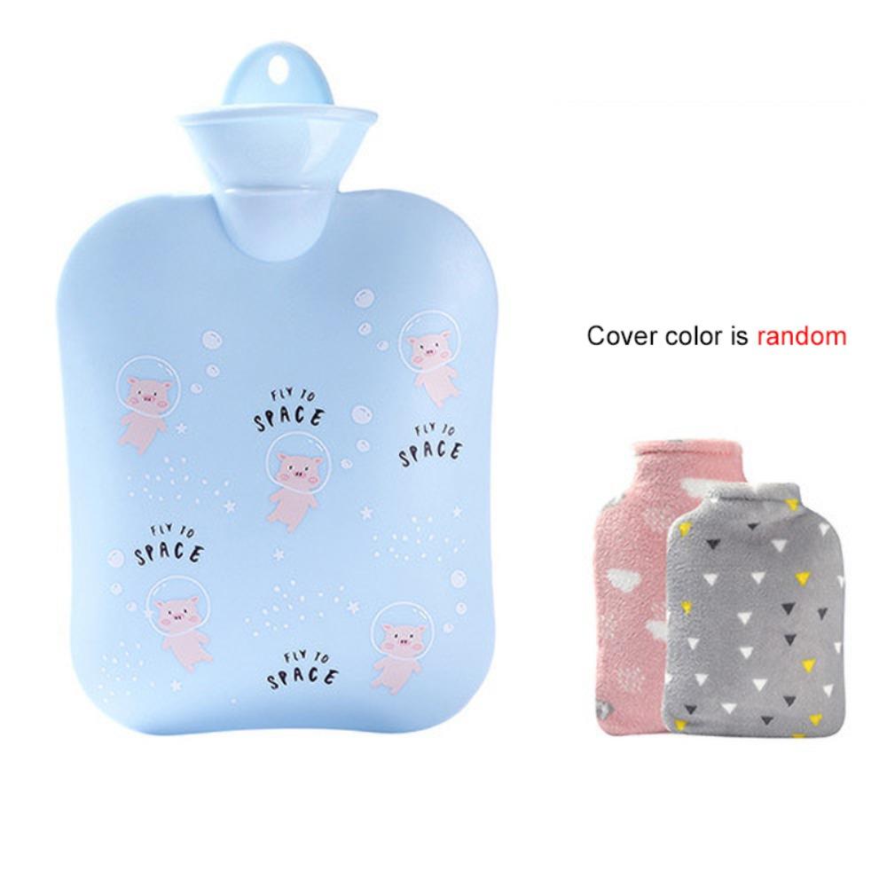 PVC Cartoon Pig Hot Water Bag with Plush Cover Hand Warmer Portable Hot Water Bottles  Foot
