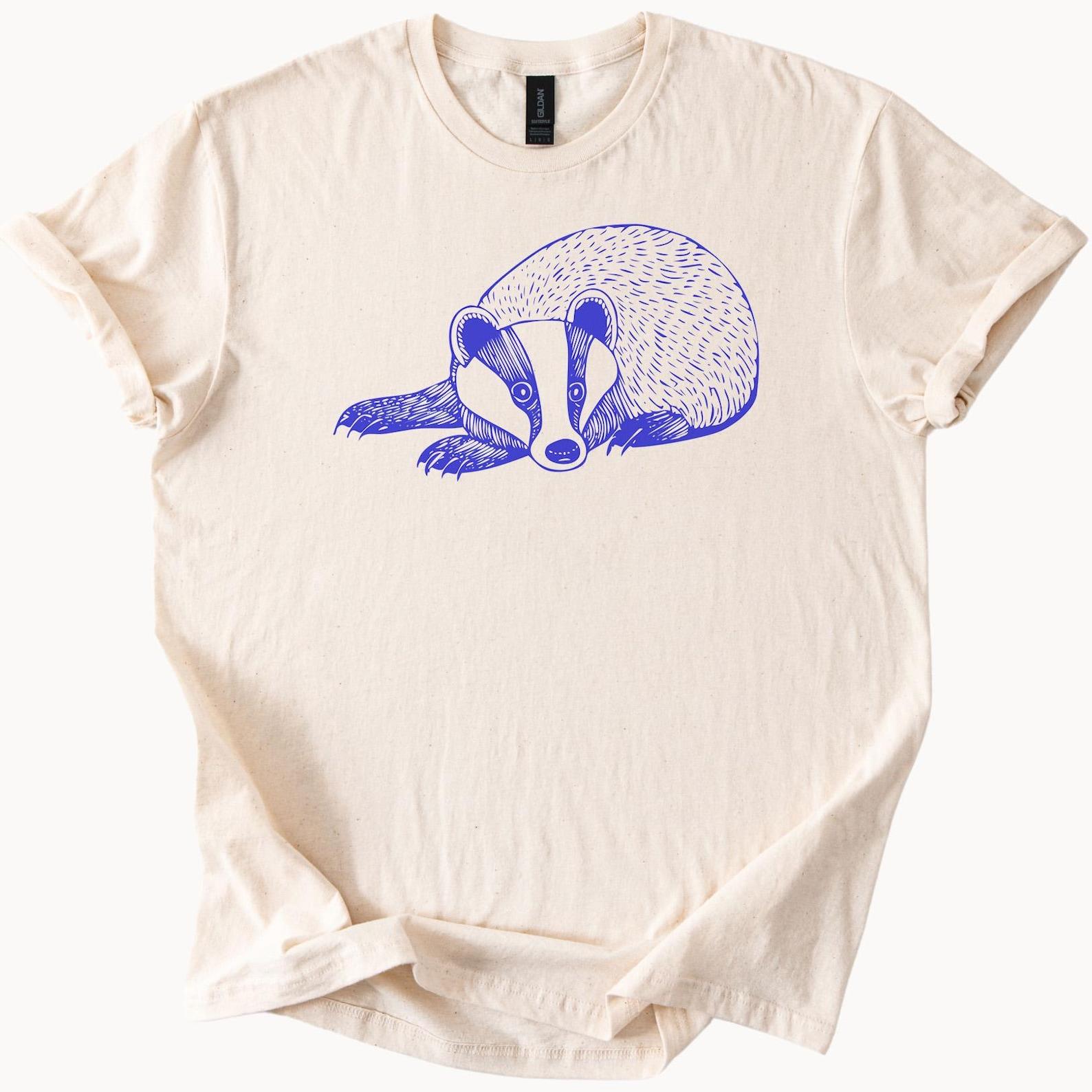 Badger Graphic T Shirt Hand Drawn Animal Nature Lover Shirt Cute Wildlife Sketch Tee Unique Badger Art Shirt Gift for Animal Enthusiasts 120