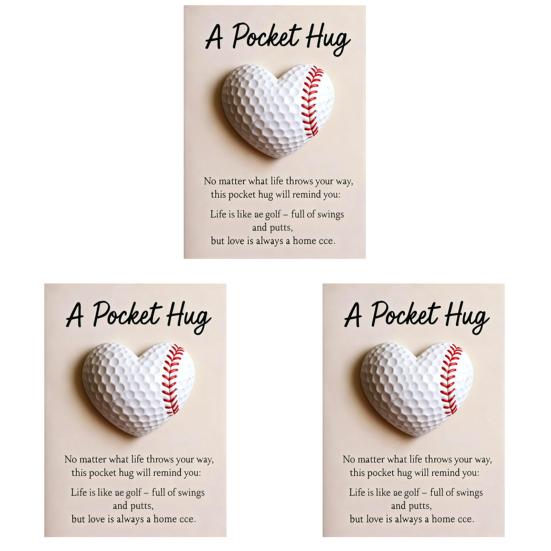 Golf Pocket Hug with Card Heart-Shaped Softball Golf Ball Pocket Hug Token Encouragement Keepsake Gift for Softball Lovers Golfers Sports Enthusiasts