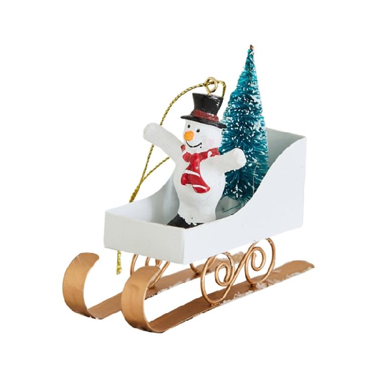 Weatherproof Iron Sled Car Interiors Christmas Tree Hanging Ornament For Mantel Window Entryway Holiday Party Decoration