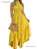 European & American Women's Spring High Waist Printed Dress - Short Sleeve Commuting Style