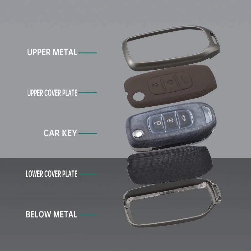 Interior Mouldings Alloy Leather Car Key Case For Renault GT line Kadjar Captur Megane Sandero Stepway Logan Clio5 Arkana Renaul