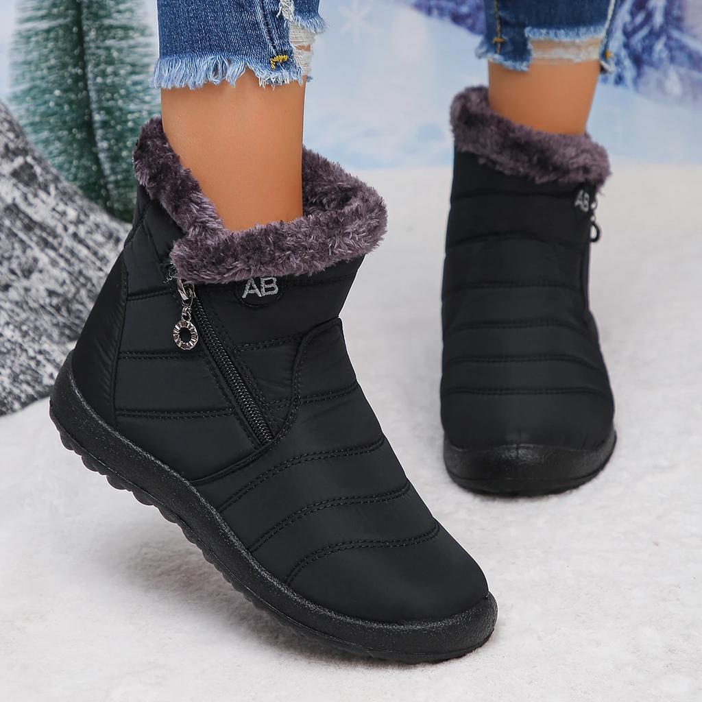 Women Snow Boots Comfortable Waterproof Women Shoes Retro Luxury Zipper Shoes Woman Winter Soft Thickened Fluff Boots Women