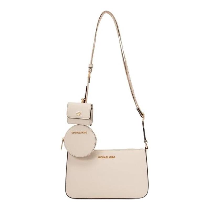 MICHAEL KORS Jet Set Logo Adjustable Shoulder Strap Cowhide Shoulder Bag Small Women s Light Beige бежевый