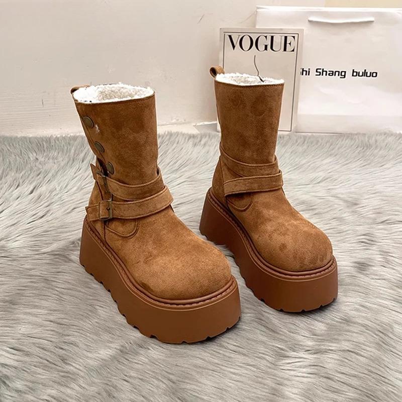 Winter Platform Thick Bottom Women Fur Snow Boots Outdoor Comfort Keep Warm Shoes Ladies Modern Short Botas Para Mujer