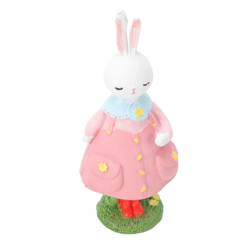 Cute Girl Bunny Resin Figurine Table Statue Decoration Easter Bunny Sculpture Statue for Living Room Bedroom Garden Pink