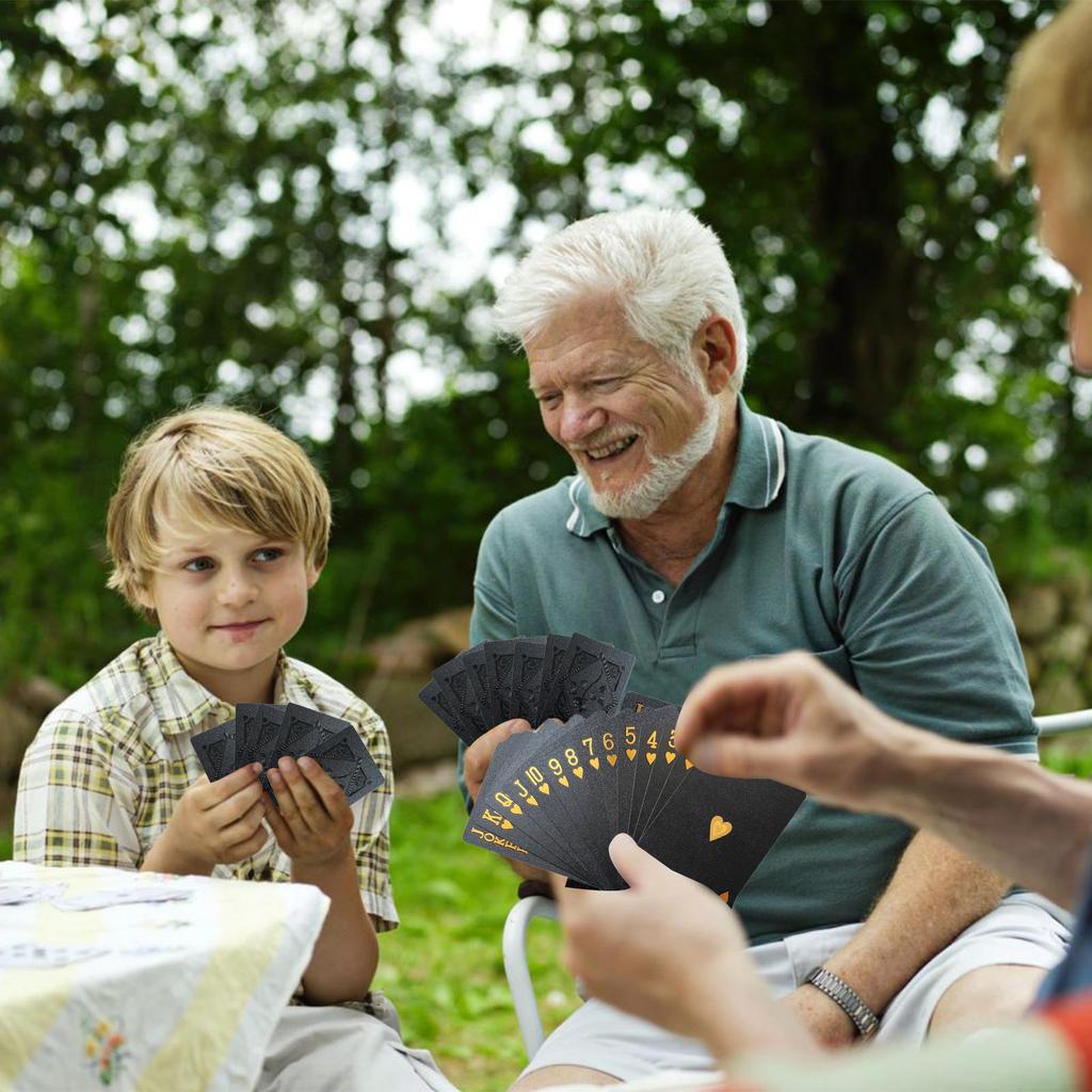 Black Foil Poker Set of 54 Waterproof Poker Cards with Clear Printing Adults Interative Toys for Family Interaction Party Games