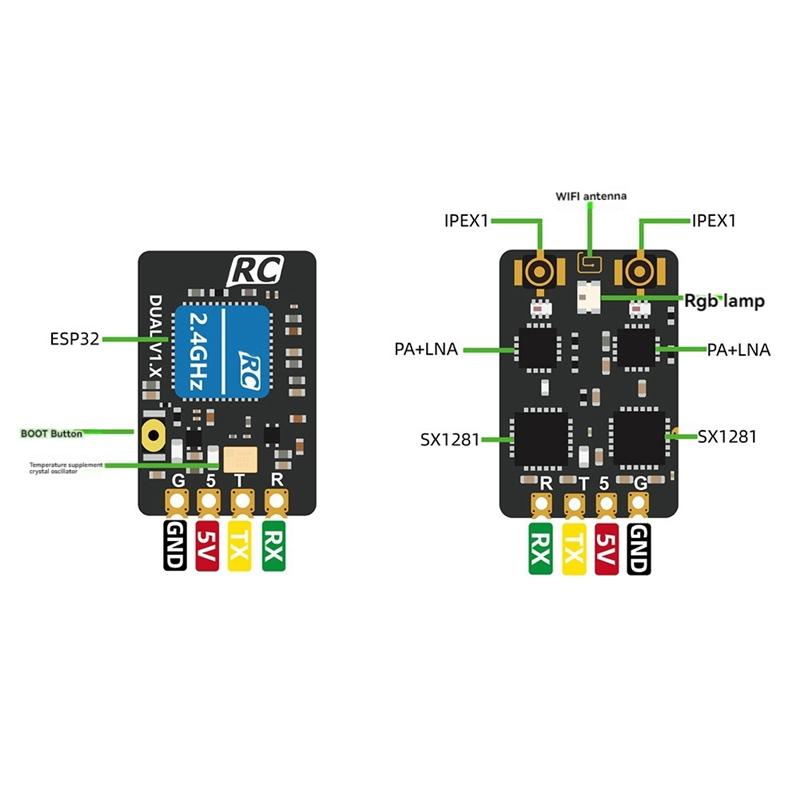 JABS-For GEPRC ELRS DUAL 2.4Ghz Diversity Receiver RX 25-1000Hz Built-In TCXO With Dual Antenna For FPV RC Drone