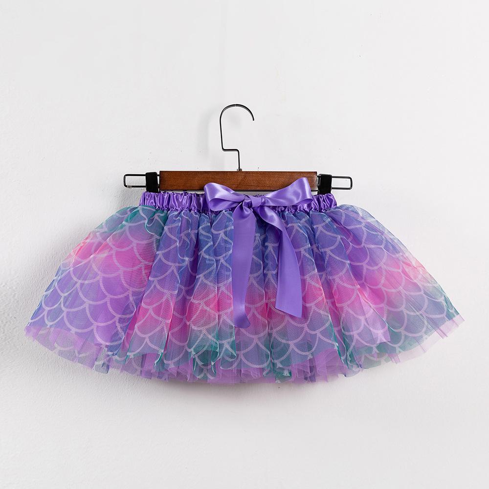 Girls' Star and Moon Mesh Tutu Skirt Set with Bow Hair Clips