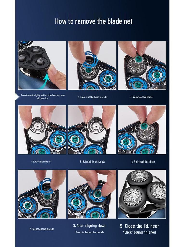 2025 Triple-Head USB Rechargeable Washable Shaver with Flip-Top & Large Capacity Battery