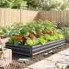 Metal Raised Garden Bed Planter Box Outdoor Planters for Growing Flowers, Herbs, Grey, 241x90.5x30cm