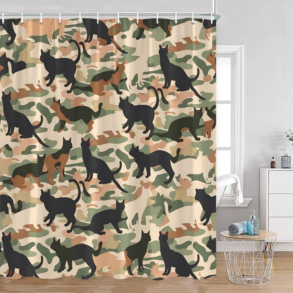 Cartoon Tiere Kinder Duschvorhänge Niedliche Kaninchen Hirsche Katzen Hunde Badezimmer Dekor Kinder Polyester Duschvorhang Mit Haken