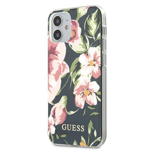 Etui do iPhone 12 mini Guess Flower Collection Granatowy