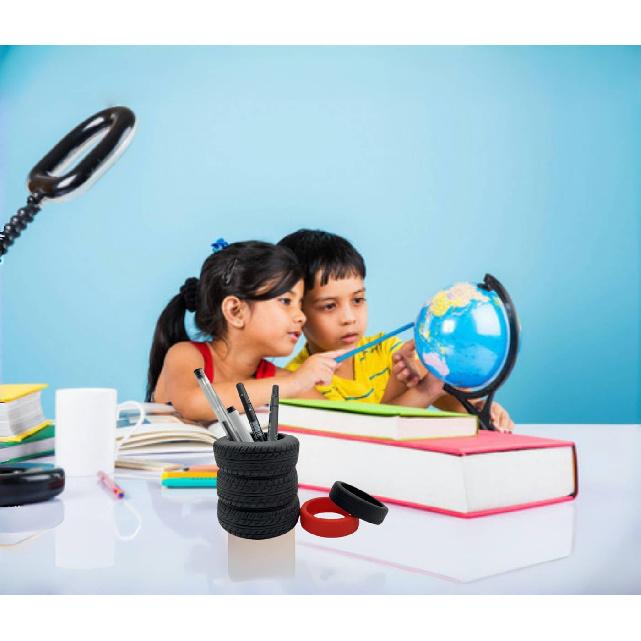 1 Pcs Tire Shaped Planter Pen Holder and 2 Mini Tire Decoration Tire Shaped Pencil Holder Succulent Cactus Planter Pot for Desk Home Office
