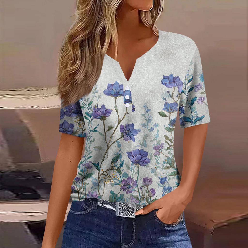 Women's Blouse Fashionable And Casual Short-Sleeved Printed T-shirt Top