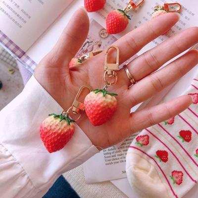 Women Jewelry Gift For Friend Backpack Pendant Key Accessories Key Holder Strawberry Heart Keychain