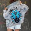 2182*Skull Bone Butterfly Print European and American Cross-border E-commerce Foreign Trade Denim Jacket Women's Jacket
